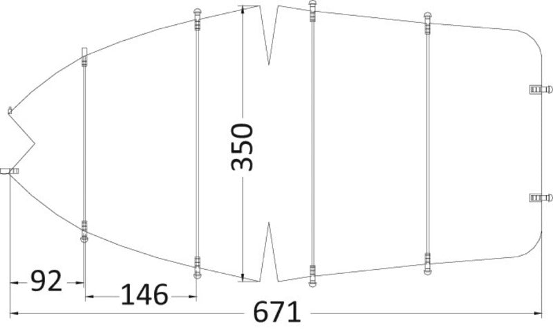 Universal bådpresenning til båd 550–610 × 240 cm, grå, 300D