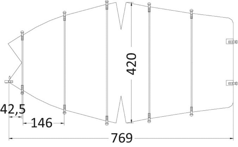 Universal bådpresenning til båd 630–710 × 260 cm, grå, 600D