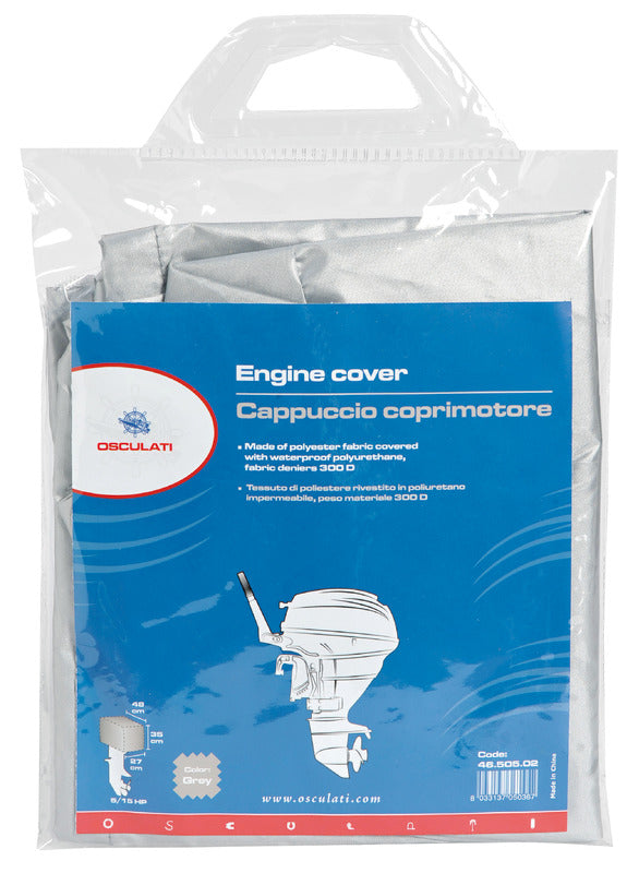 Påhængsmotorovertræk 63 × 35 × 50 cm til 30–60 hk, grå, 300D