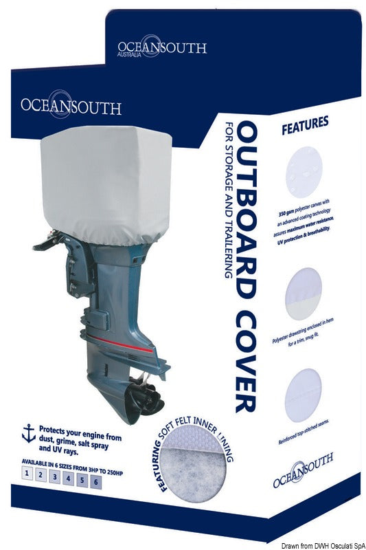 Oceansouth universalt motorkappecover til påhængsmotor, 175–250 hk, grå