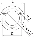 Monteringskontraflange til indbygningsbøsning for Ø38 mm kulfiberstang, Ø95 mm