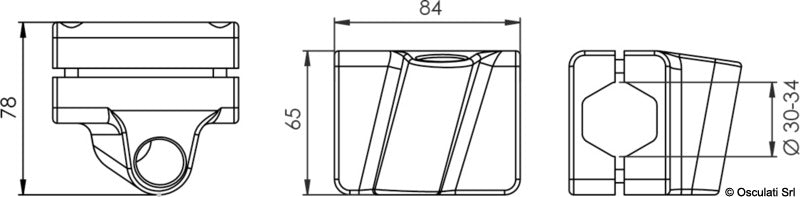 Mickey monteringsbasesæt til pulpit Ø 30–34 mm og støttearm Ø 25–28 mm – AISI 316