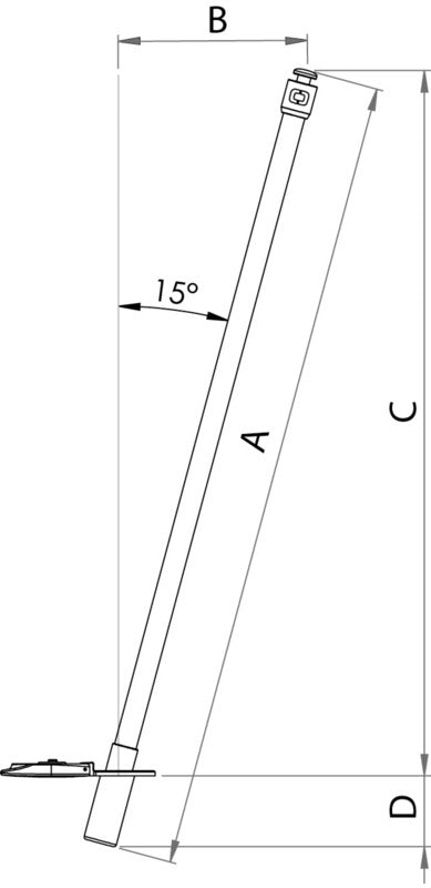 Fleksibel glasfiberstang til Mickey-biminisystem, 153,5 cm