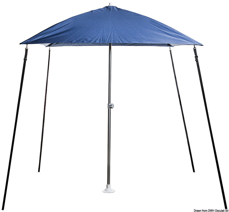 Foldbar parasol blå til båd og autocamper