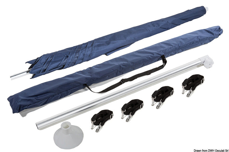 Sammenklappelig parasol hvid til båd og autocamper