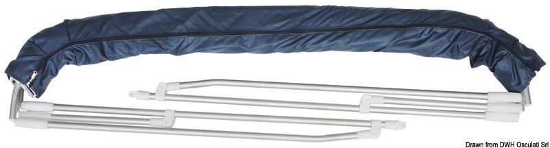 Høj sammenklappelig bimini-top med 3 bøjler, Ø 22 mm, 185/195 cm, hvid