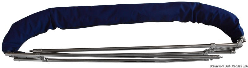 Høj 3-bøjlet bimini-top i AISI 316, Ø 25 mm, 200/210 cm, navyblå