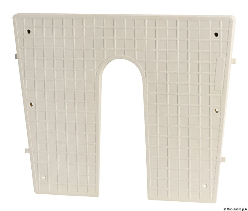 Riflet agterspejlsbeskyttelsesplade i plast, udvendig, creme RAL 9001, 430 × 350 mm