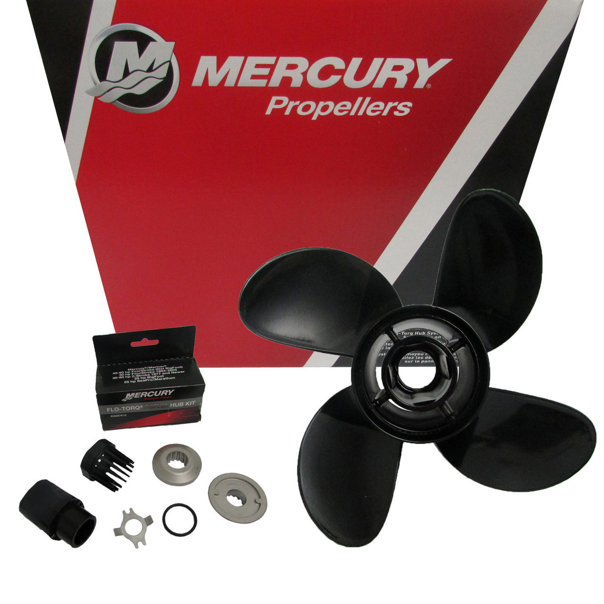 Mercury SpitFire 10,3 x 13″ RH 4-bladet aluminiumpropel med Flo-Torq Reflex-navsæt