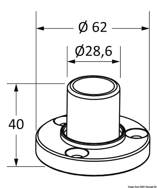 Oceansouth T-Top-base til T-Top-rør Ø32 mm