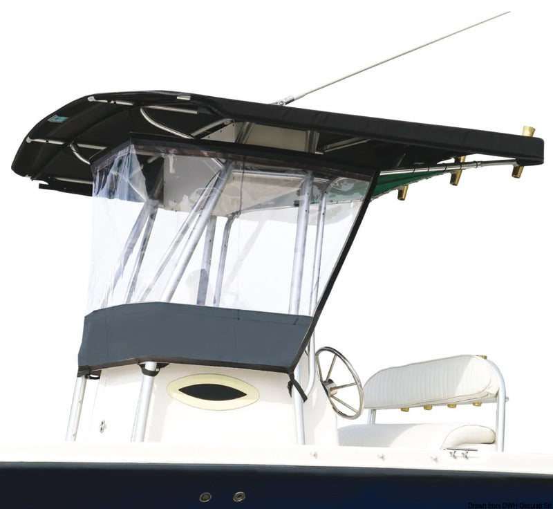 Oceansouth universel gennemsigtig spray-/regnskærm til T-top 2630 × 1050 mm – til konsol maks. 700 mm
