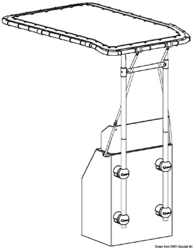 Oceansouth Seagull nedfældelig T-top i aluminium 1,35 x 1,05 m – blå