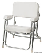 Foldbar kaptajnsstol i anodiseret aluminium, hvid