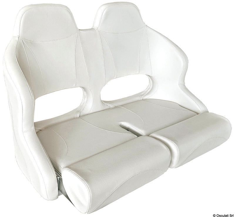 Anatomisk polstret dobbelt bådsæde med H99 flip-up bolster – blød hvid vinyl RAL 9010