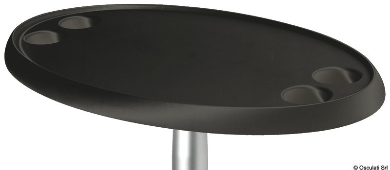 Bord i kompositmateriale, ovalt, sort, 762 × 457 mm