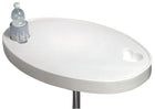Hvid ABS-bordplade, oval, 77 × 51 cm, med 2 drikkeholdere
