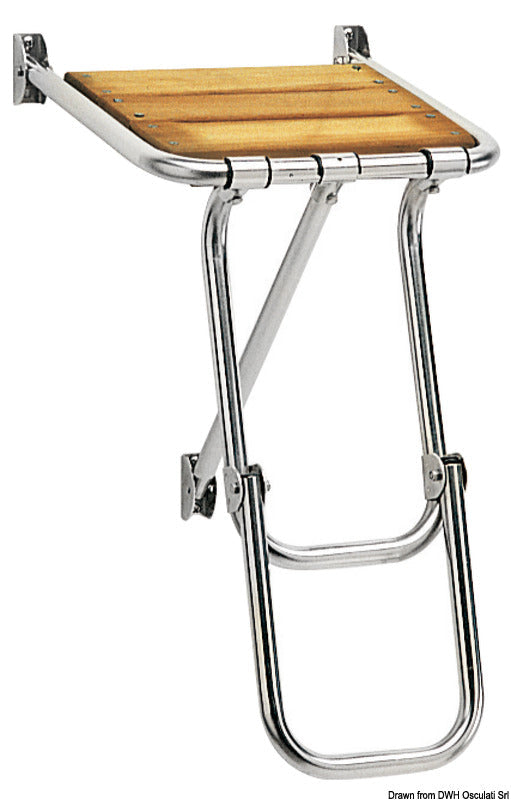 Mini badeplatform i iroko med 2-trins foldestige, 36 × 34 cm