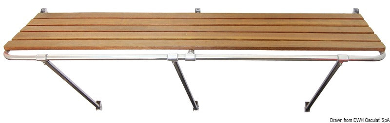 Badeplatform til agtermontering i AISI 316 og Iroko, 230 × 55 cm
