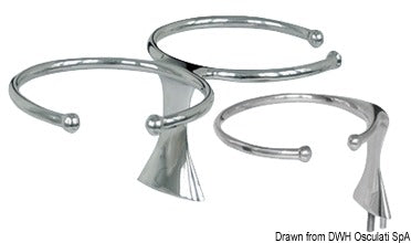 Glasholder til 2 glas i spejlpoleret AISI 316 rustfrit stål – pindboltsmontering, 216 × 106 mm