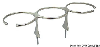 Glasholder i spejlpoleret AISI 316 rustfrit stål til 3 glas, skruemontering, maks. Ø 70 mm