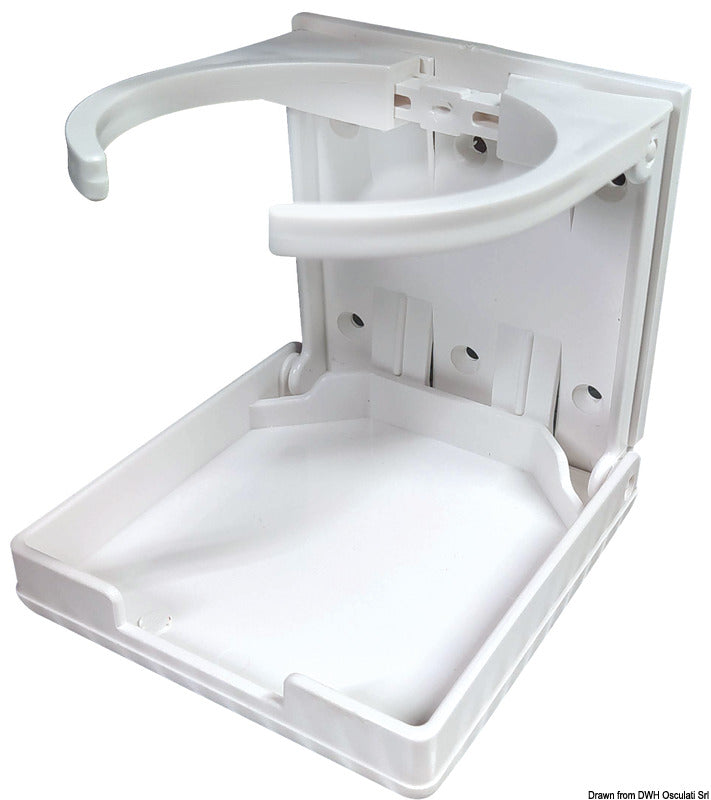 Sammenklappelig justerbar kopholder i hvid plast 100 × 95 mm