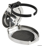 Foldbar glas- og dåseholder i poleret rustfrit stål, 107 × 91 × 14 mm