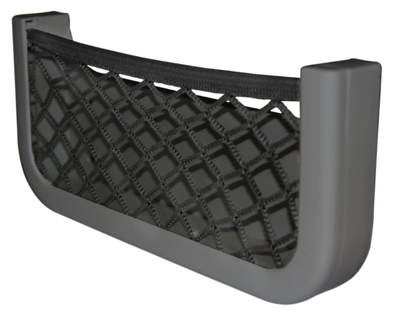 Sort opbevaringslomme med elastisk nylonnet, 250 x 115 x 30 mm