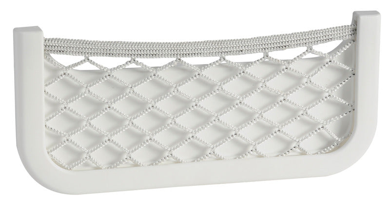 Opbevaringslomme med elastisk net og ABS-ramme, hvid, 250 × 115 × 10 mm