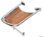 Stævnplatform i AISI 316 rustfrit stål med teak – enkel model, 680 × 395 × 280 mm