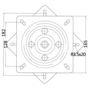 Osculati drejesokkel i lakeret stål 165x165 mm