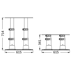 Dobbelt søjle med rustfri stålhåndtag Osculati 615 x 300 mm