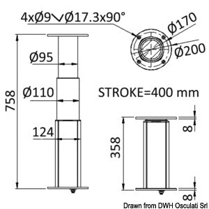 Rundt aluminiumsbordstel 3 højder 12V Noval