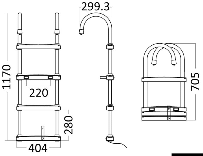 Osculati teleskopisk stige åbnet 1170 mm - lukket 705 mm