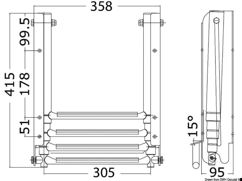 Osculati underplatform stige 4 trin XL
