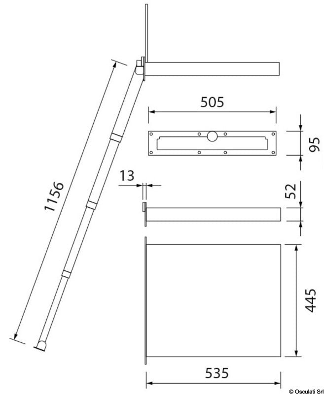 Douglas marine Portofino teleskopisk stige 4 trin 1156 mm