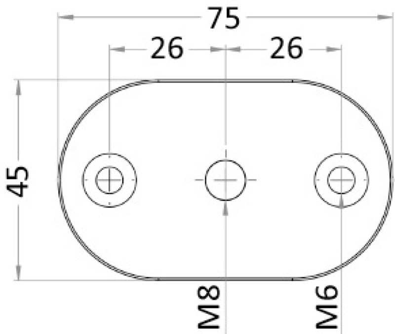 Monteringssæt til opstigningshåndtag, 2 plader, 75 × 45 mm