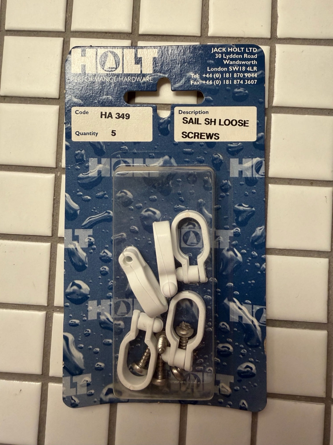Holt Sail Shackle (Loose Screws) – Hvide Plastbeslag, 5 stk.