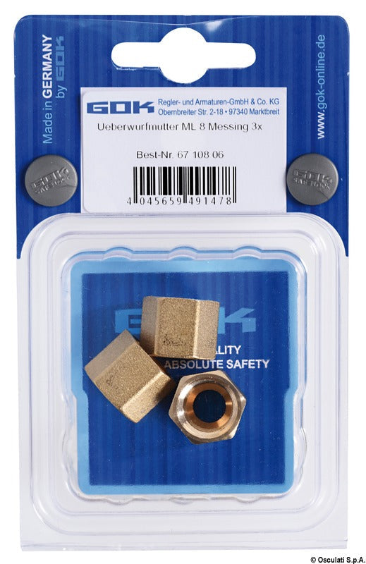 GOK M-MS messing-omløbermøtrik M14 × 1,5 til 8 mm kobberrør, 3 stk.