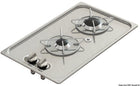 Indbygget gaskogeplade i rustfrit stål, 2 blus, 323 × 528 mm