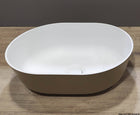 Semioval bordmonteret vask i Ocritech, hvid/beige, 350 × 260 mm