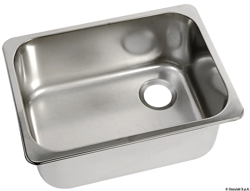 Rektangulær vask i børstepoleret rustfrit stål, 250 × 360 × 150 mm