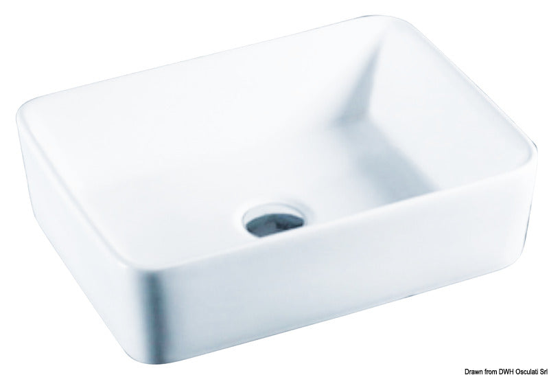 Square keramisk håndvask i hvid 400 × 300 × 130 mm