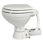 Compact elektrisk marinetoilet med hvidlakeret træsæde, 12 V