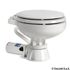 Elektrisk marintoilet med hvidlakeret træbræt – Space Saver, 12 V