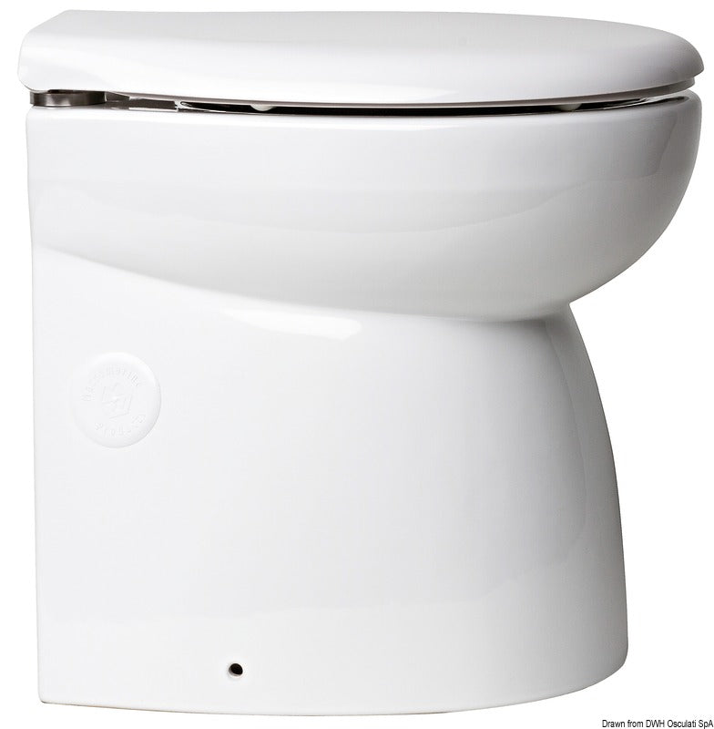 Ocean Technologies SILENT Elegant elektrisk hydrovakuumtoilet, høj model, lige bagkant, 12 V
