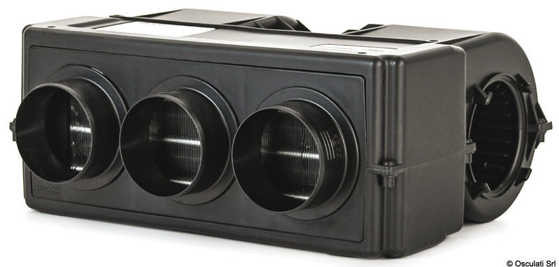 AUTOTERM/SIROCO væskevarmeveksler med integreret ventilator, 3 udtag, 12 V