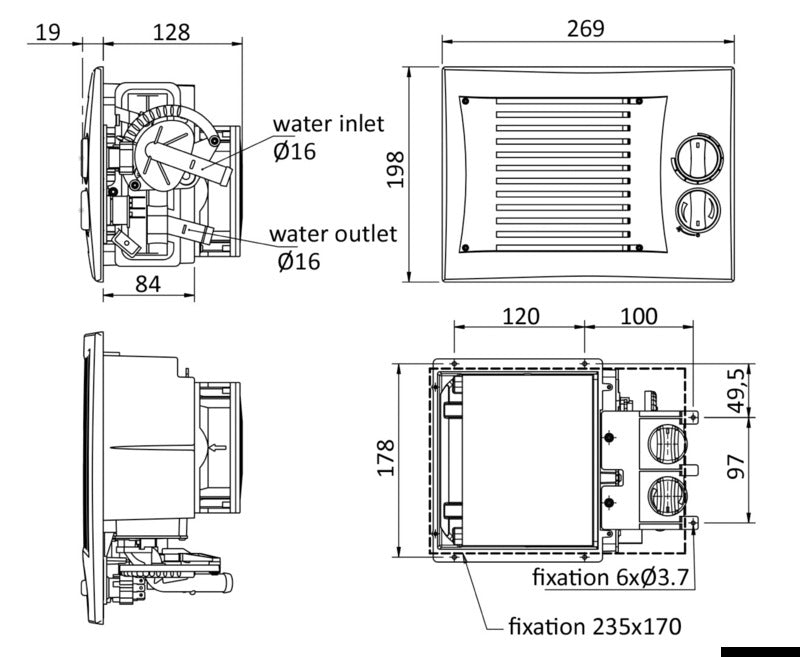 SIROCO ARIZONA LN væskevarmeveksler med ventilator til Autoterm Flow, 12 V, 2,75 kW