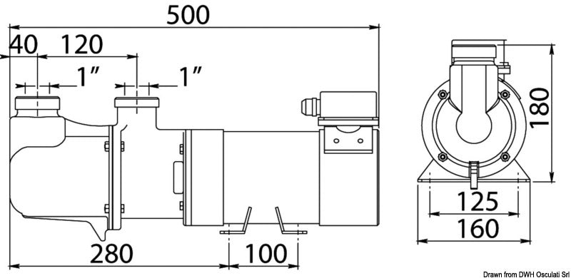 CEM SBR selvansugende enkeltskruepumpe i bronze, 24 V, 0,55 kW