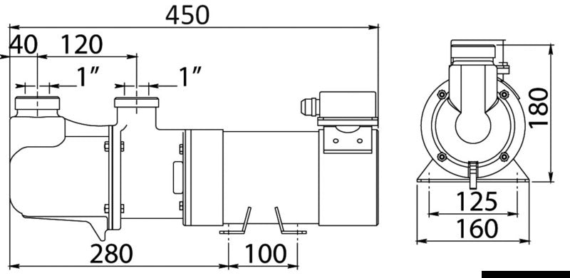 CEM SBR selvansugende enkeltskruepumpe i bronze, 24 V, 0,37 kW