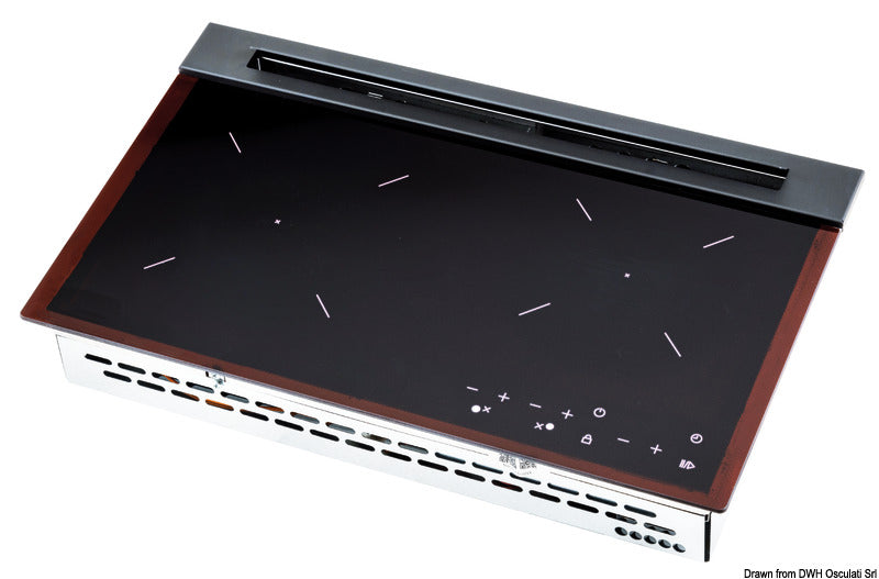 DynaCook X2 mini glaskeramisk gaskogeplade med 2 kogezoner, vandret format, 12 V